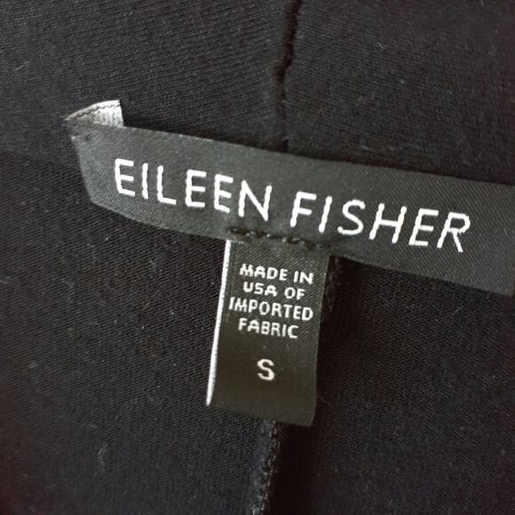 Eileen Fisher Black Short Sleeve Midi Dress Stretch Jersey - Picture 5 of 7